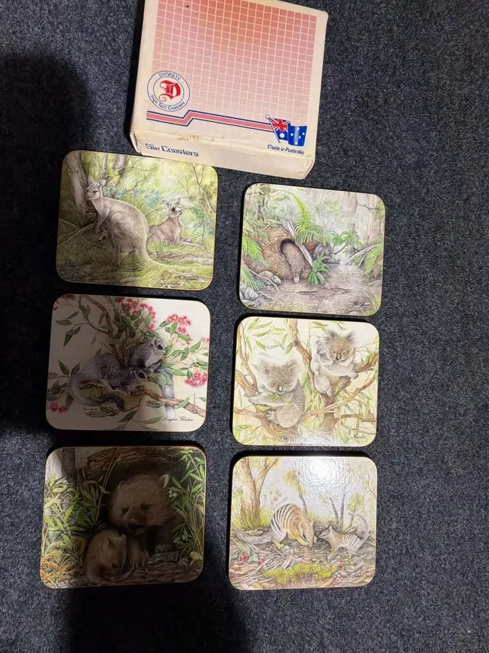Set of 6 Vintage Dynasty Australia Wildlife Coasters
